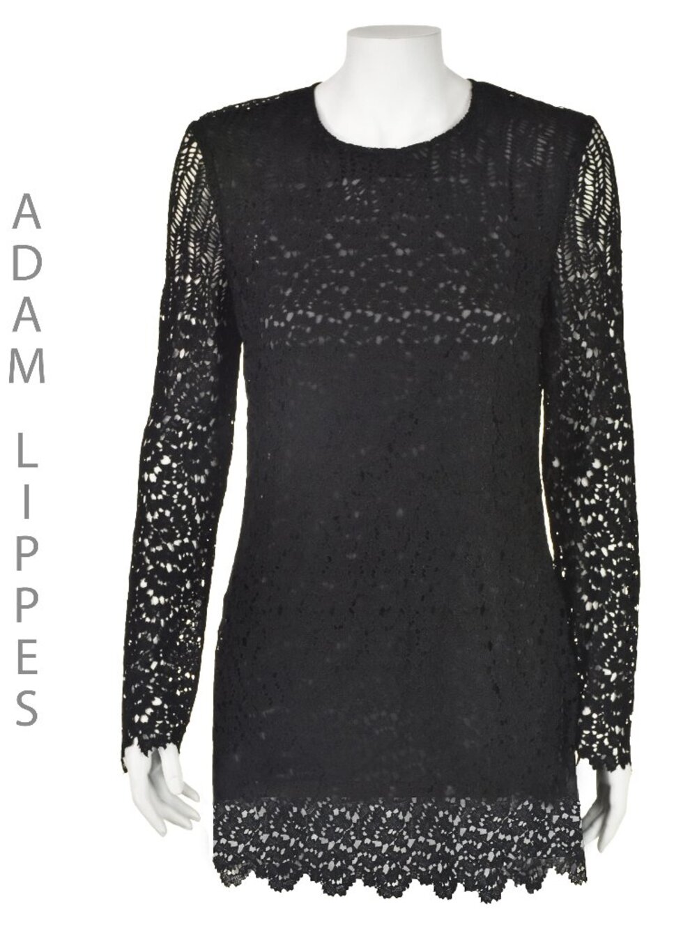 ADAM LIPPES Black Lace Tunic Length Top SIZE 6
